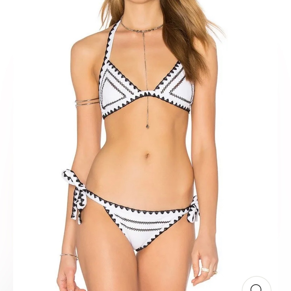 Salt and Lace white and black triangle halter bikini size small